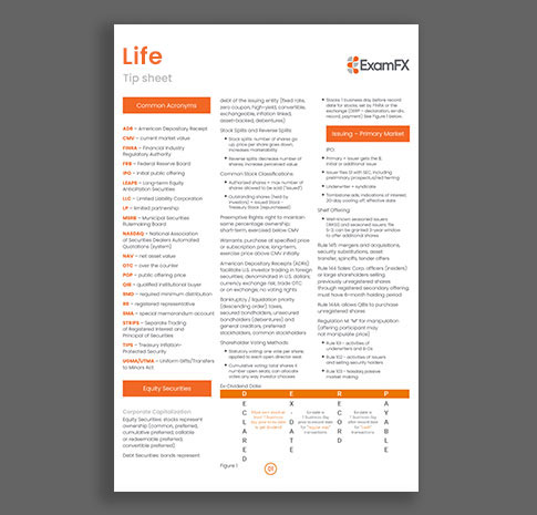 Life insurance prelicensing program tip sheet