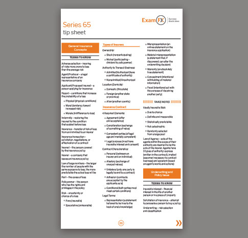 Series 65 Exam Prep Tip Sheet Series 65 program tip sheet