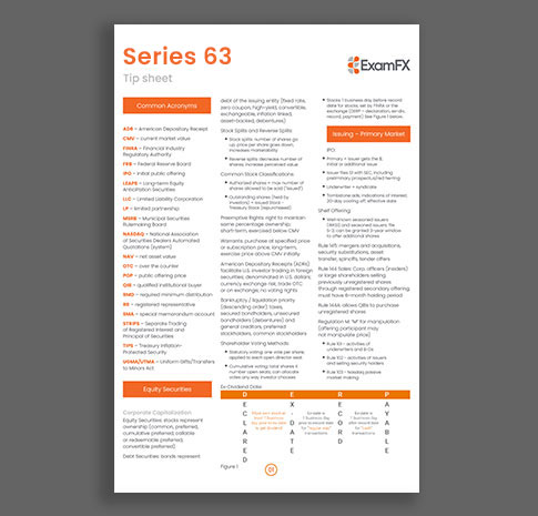 Series 63 program tip sheet